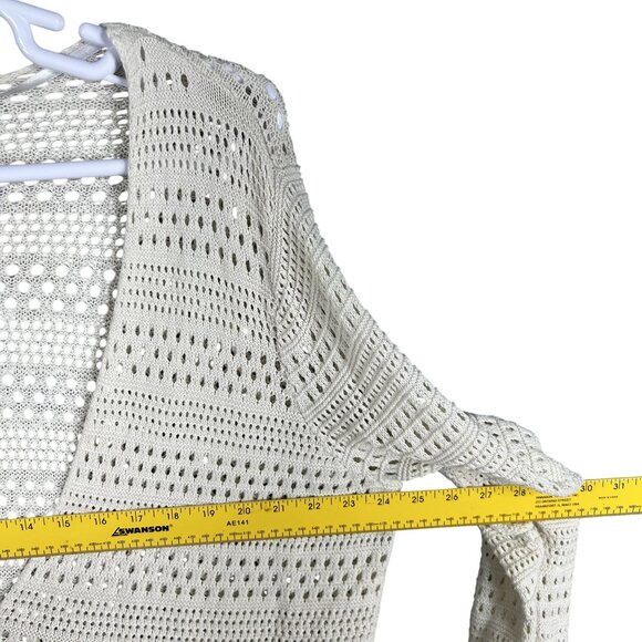 Torrid Womens 3X Crochet Knit Bone Cardigan Tie Front 100% Cotton Cottagecore - Picture 9 of 15